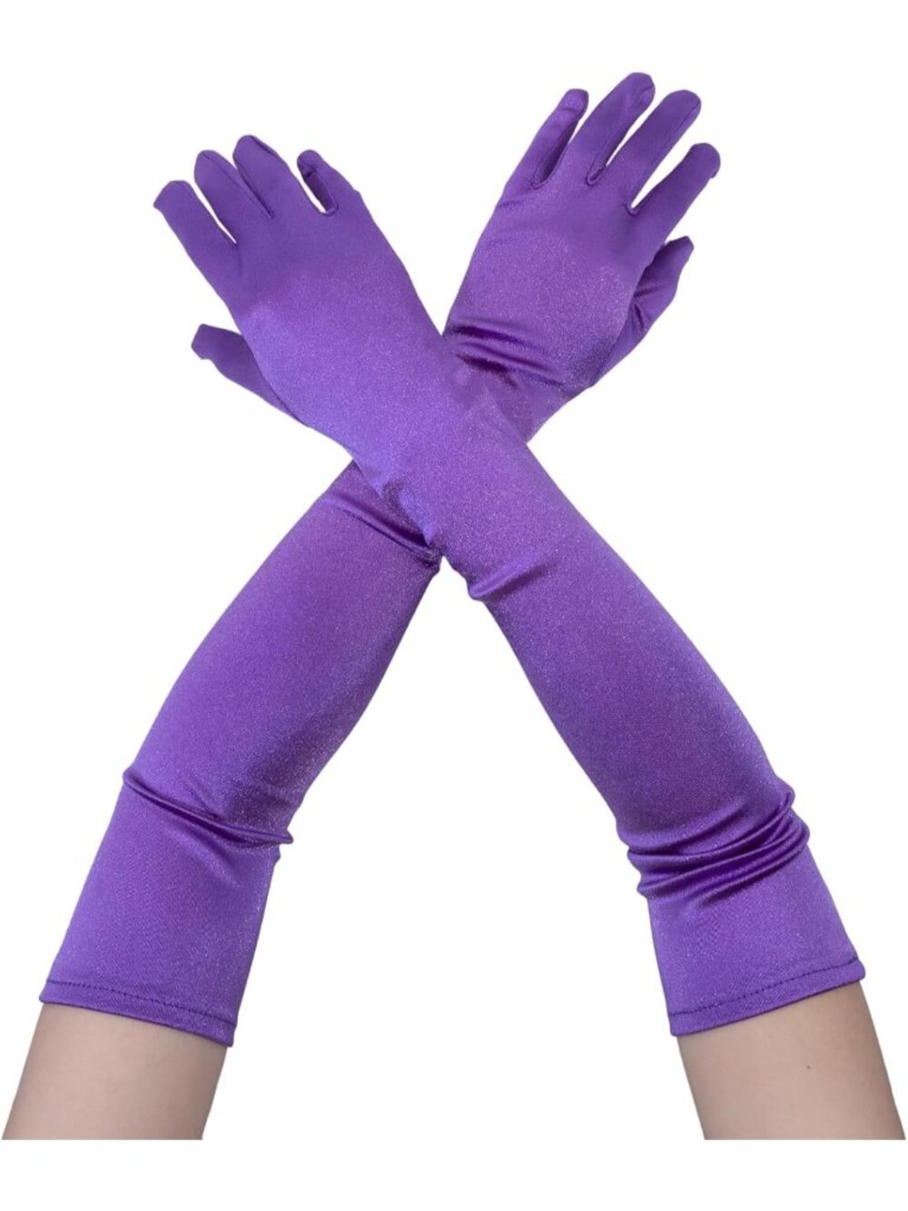 Women Purple Elbow Length 1920s Costume Halloween Long Opera Satin Gloves